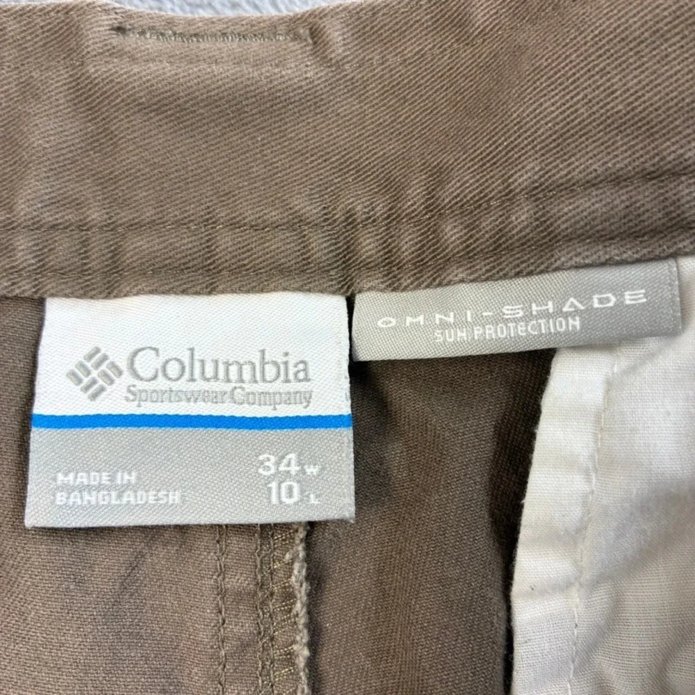 Columbia Men's Brown Cargo Shorts 34W Omni-Shade Cotton Hiking Outdoor Utility